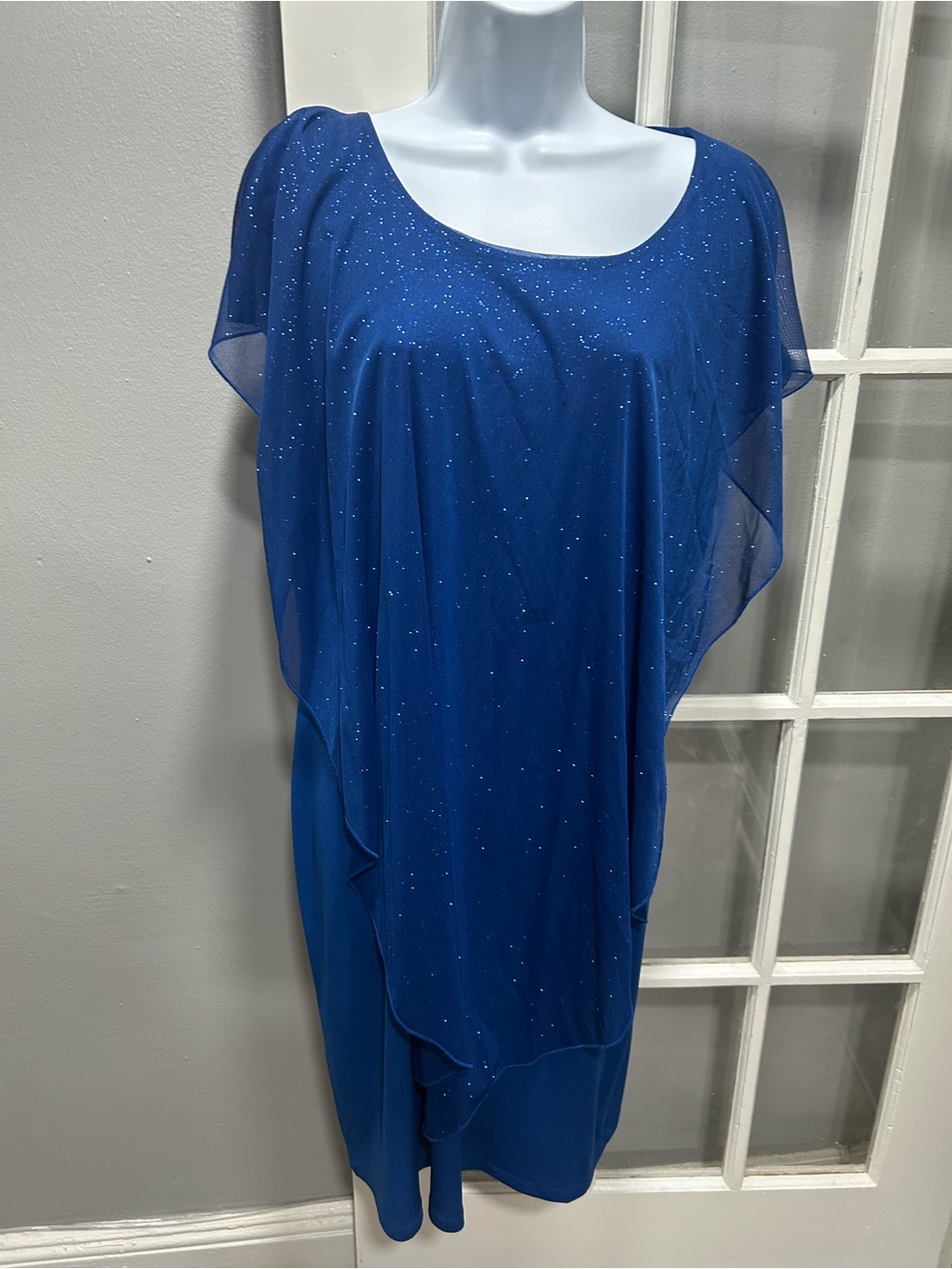 Enfocus Studio Royal Blue Sparkle Draped Midi Dress